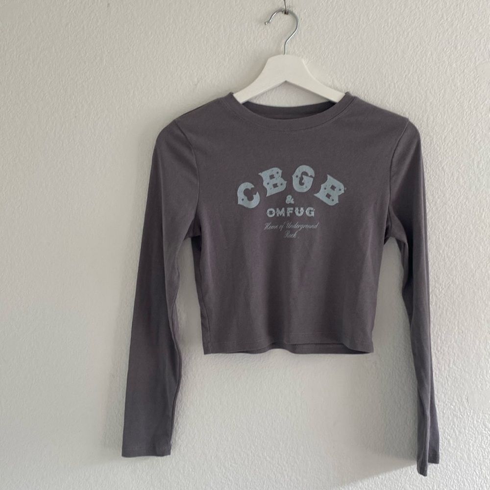 CBGB Grey Cropped Long Sleeve Shirt